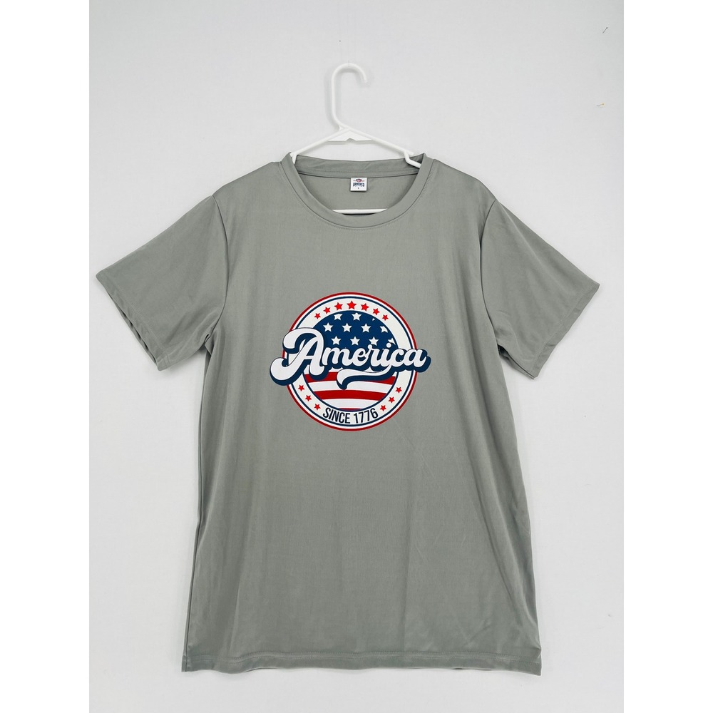 Armored Sportswear America Since 1776 Graphic T-Shirt Gray Polyester Mens L